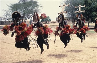 MALI, General, Dogon Awa dancers wearing Kananga masks