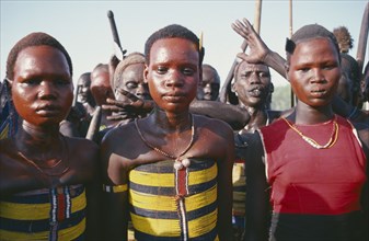 SUDAN, South, Tribal Peoples, Dinka cattle festival or Toich.
