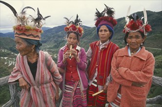 PHILIPPINES, Luzon, General, Group of elderly Ifugao tribeswomen near Banaue.