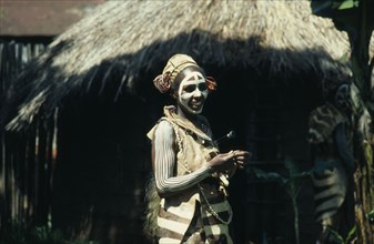 KENYA, Tribal People, Portrait of Kikuya tribeswoman wearing traditional jewellery and body paint