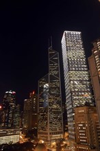 HONG KONG, General, Cityscape with illuminated skyscrapers at night