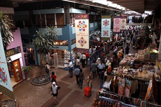 MALAYSIA, Kuala Lumpur, View looking down on the Central Market area with hanging banners above