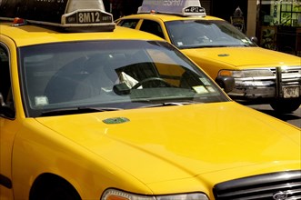 USA, New York State, New York City, Yellow Taxi Cabs
