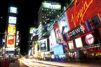 USA, New York State, New York City, Times Square illuminated at night