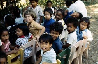 WEST INDIES, Trinidad, Mixed race group of children in nursery school.