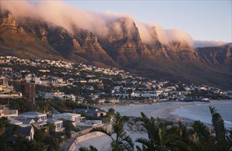 SOUTH AFRICA, Western Cape, Cape Town, Camps Bay. View from Lions Head along the coastline and the