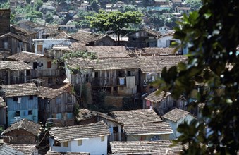 BRAZIL, Favela, Rooftops of shanty town.