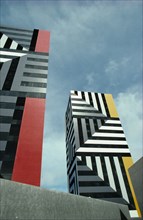 BRAZIL, Salvador, Modern apartment blocks in bold geometric design.