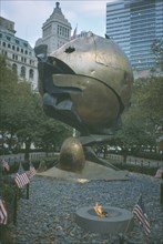 USA, New York, Manhattan, Fritz Koenig Sphere sculpture formerly sited at the World Trade Center