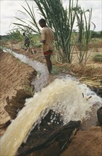 SOMALIA, Bula Hawa, Local men and irrigation channel in project to restart agriculture in area