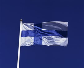 FINLAND, Flag, Finnish flag flapping in the wind