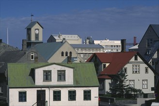 ICELAND, Reykjavik, City centre rooftops.