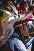 CANADA, Alberta, Edmonton, Blackfoot Native American Indian in full regalia at Pow Wow Edmonton