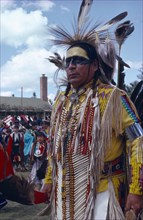 CANADA, Alberta, Edmonton, Plains Native American Indian leader at Pow Wow