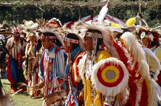 CANADA, Alberta, Edmonton, Native American Indians in full regalia at Pow Wow in