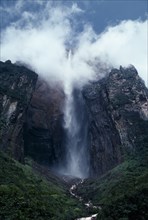 VENEZUELA, Bolivar, Canaima National Park, Angel Falls.  Highest waterfall in the world vaults from