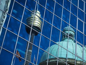 AUSTRALIA, New South Wales, Sydney, Reflection of the dome of the Queen Victoria building and the