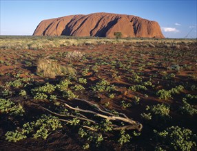 AUSTRALIA, Northern Territory, Kata Tjuta National Park, Ayers Rock aka Uluru seen from Sunset