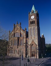 IRELAND, North, Derry, The Guild Hall. Neo Gothic style facade of the civic and cultural centre