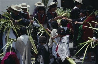 ECUADOR, Tungurahua, Salasaca, Palm sunday celebrations.