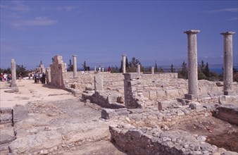 CYPRUS, Kourion, Sanctuary of Apollo Hylates and tourists.