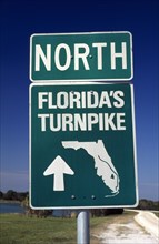 USA, Florida, Transport, Floridas Turnpike North road sign
