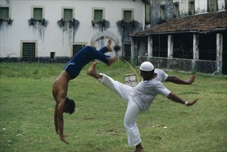 BRAZIL, Sport, Capoeira, Traditional African derived martial arts form performed to the sound of