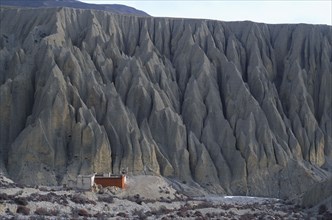 NEPAL, Mustang, The Organ Pipe cliffs of Lori Gompa.