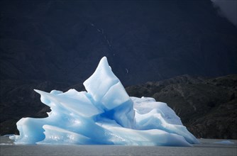 CHILE, Magellan & Antarctic, Torres del Paine N.P., Iceberg on Lake Grey.