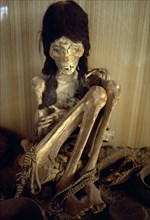 CHILE, Antofagasta, San Pedro de Atacama, Chinchorro Mummy. Mummified girl.