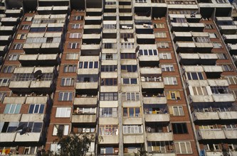 BULGARIA, Sofia, Tenement block balconies