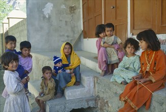 PAKISTAN, Northern Areas, Hunza Valley, Narman village children.