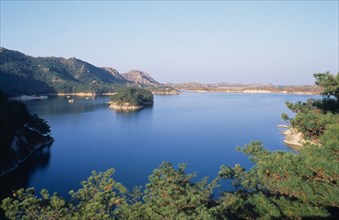 NORTH KOREA, Landscape, Lake near Mount Kumgang