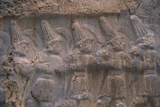 TURKEY, Central Anatolia, Corum, Hattusas.  Ancient site of Hittite capital.  Stone relief carving