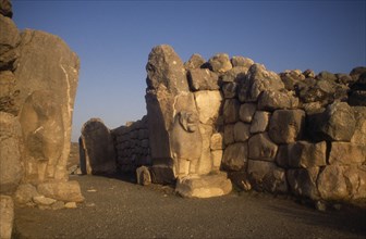 TURKEY, Central Anatolia, Corum, Hattusas.  Ancient site of Hittite capital.  Lion Gate. Unesco