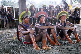 BRAZIL, Amazon, Young Kayapo indian men