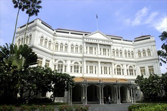 SINGAPORE, Central District, White facade of the Raffles Hotel