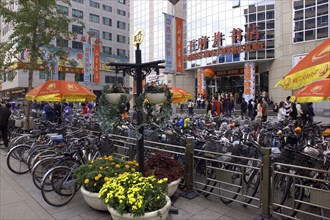 CHINA, Beijing, Bicycle Park outside the Wangfujing Bookstore