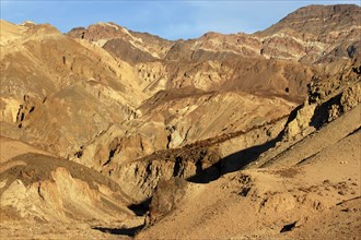 USA, California, Death Valley, View over layered sculpted rock hills