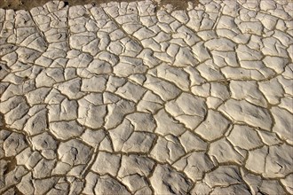 USA, California, Death Valley, Close up view of the cracked rock pathway