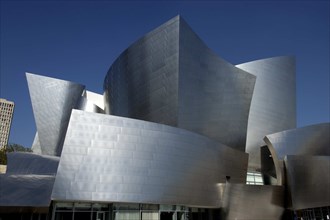 USA, California, Los Angeles, The Walt Disney Concert Hall modern silver exterior designed by Frank