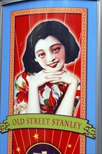 HONG KONG, Hong Kong Island, Stanley, Old Street Stanley sign with image of young girl