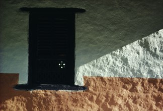 NEPAL, Architectural Detail, Window of Rai house.