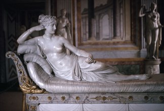 ITALY, Lazio, Rome, "Museo Borghese. Sculpture of reclining Venus by Antonio Canova 1805 which used