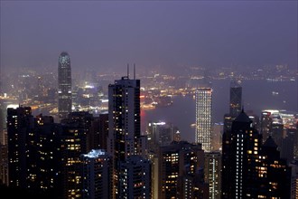 HONG KONG, General, City skyline illuminated at night