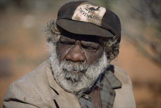 AUSTRALIA, South Australia, Oak Valley, Portrait of elderly Aboriginal man.
