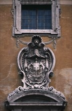 ITALY, Lazio, Rome, Piazza del Campidoglio.  Exterior detail of the Palazzo Senatorio or Senators