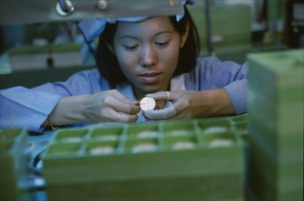 HONG KONG, Industry, Worker in a watch factory