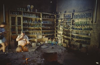 EGYPT, Cairo, Worker in glass factory