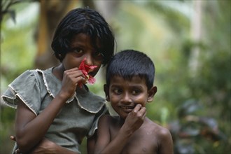 SRI LANKA, South, Children, Portrait of two children.